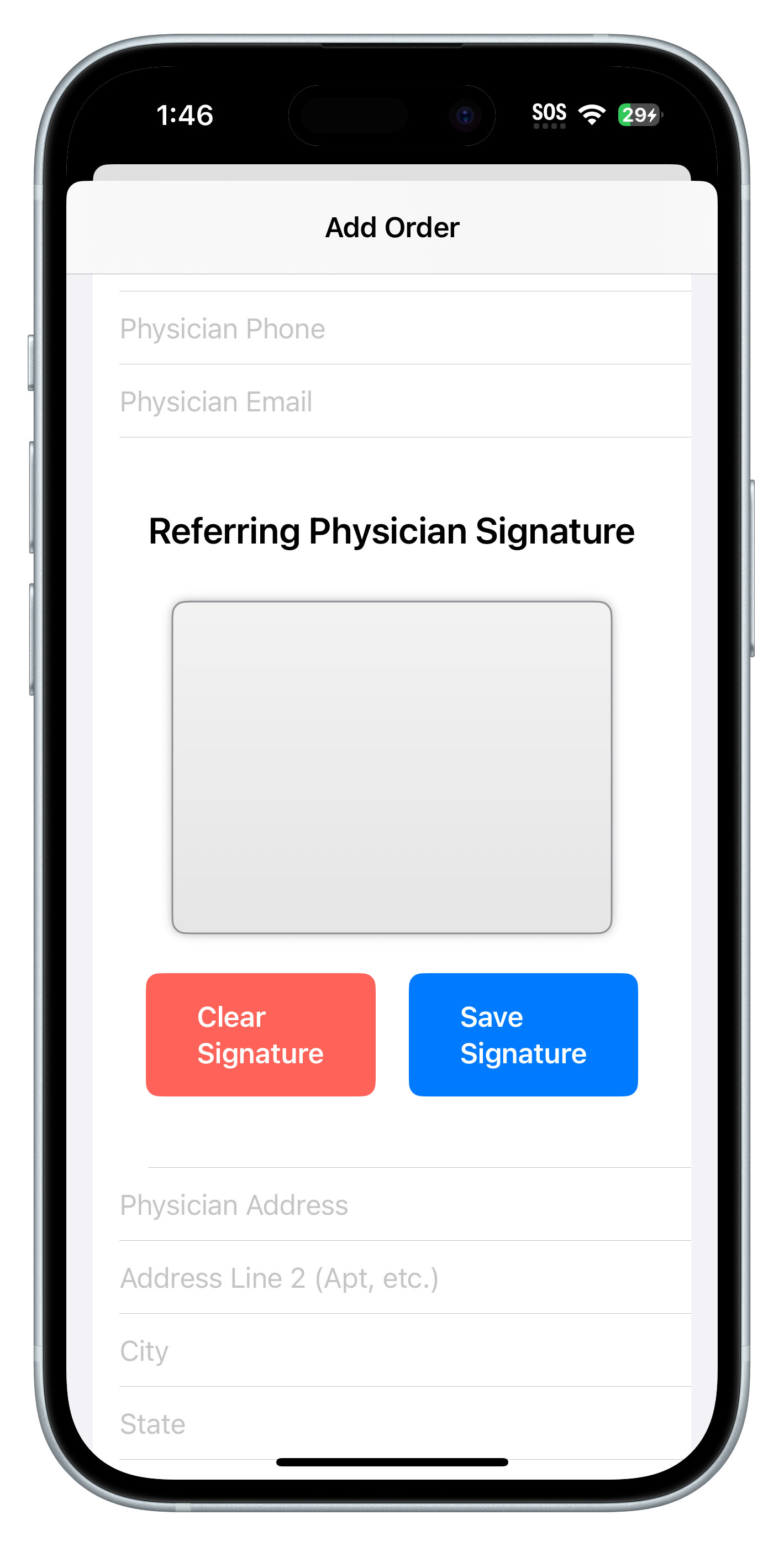 Add Order (Physician Signature)