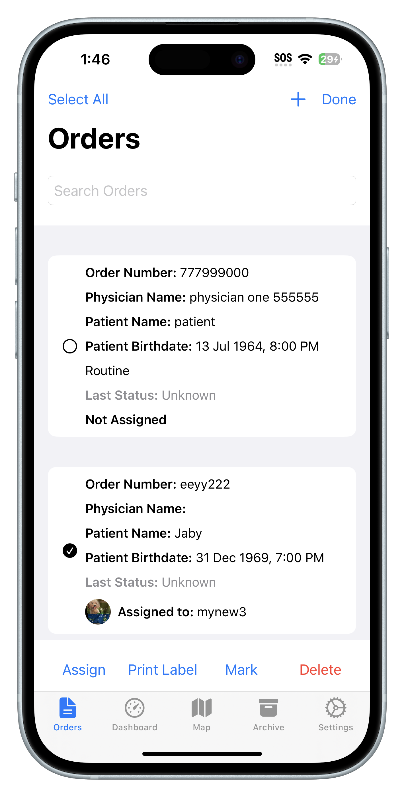 Orders (Multi-Select)